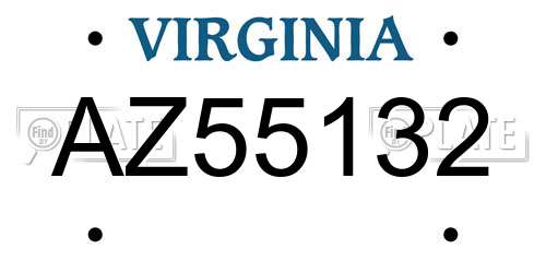 AZ55132 Virginia License Plate