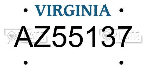 AZ55137 Virginia License Plate