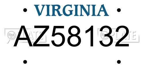 AZ58132 Virginia License Plate