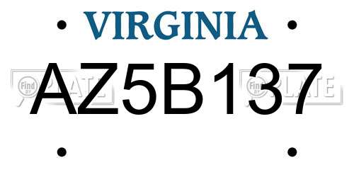 AZ5B137 Virginia License Plate