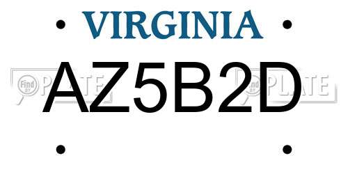 AZ5B2D Virginia License Plate