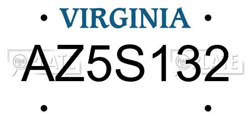 AZ5S132 Virginia License Plate