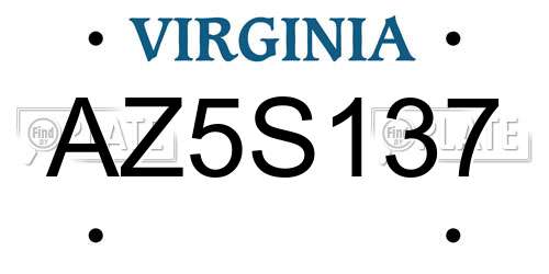 AZ5S137 Virginia License Plate