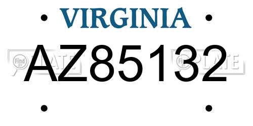 AZ85132 Virginia License Plate