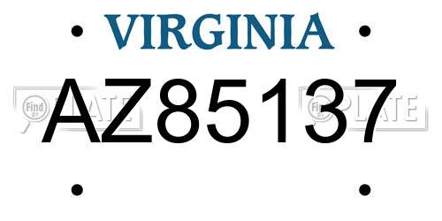 AZ85137 Virginia License Plate