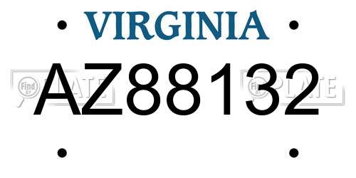 AZ88132 Virginia License Plate