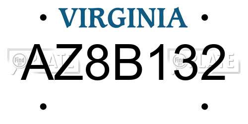 AZ8B132 Virginia License Plate