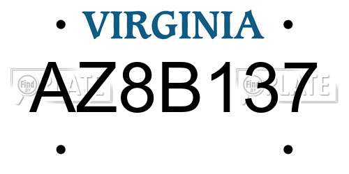 AZ8B137 Virginia License Plate