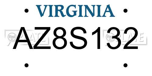 AZ8S132 Virginia License Plate