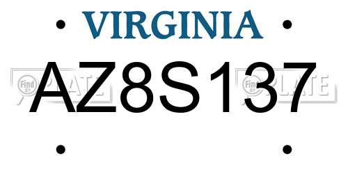 AZ8S137 Virginia License Plate