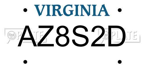 AZ8S2D Virginia License Plate