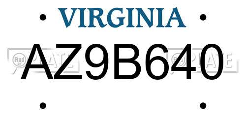 AZ9B640 Virginia License Plate