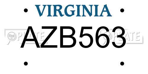 AZB563 Virginia License Plate