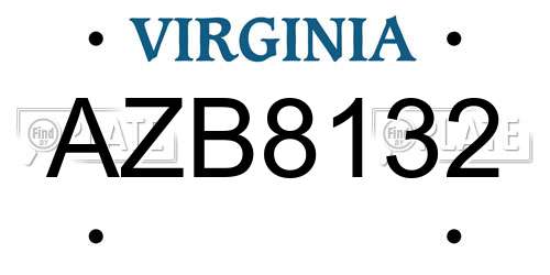 AZB8132 Virginia License Plate