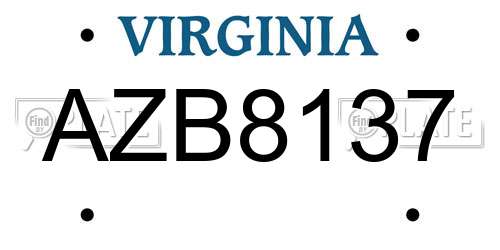 AZB8137 Virginia License Plate