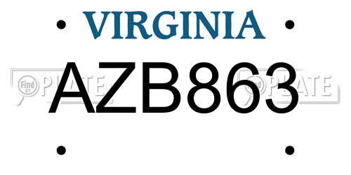 AZB863 Virginia License Plate