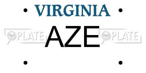 AZE Virginia License Plate