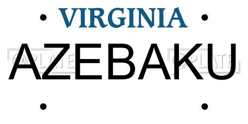 AZEBAKU Virginia License Plate