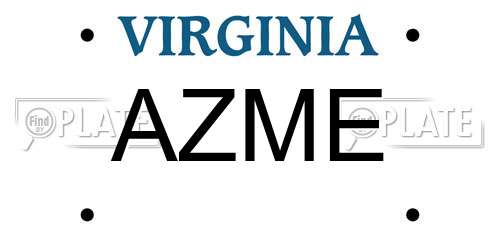 AZME Virginia License Plate