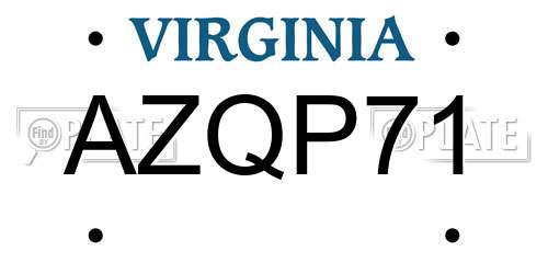 AZQP71 Virginia License Plate