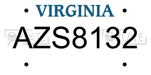 AZS8132 Virginia License Plate