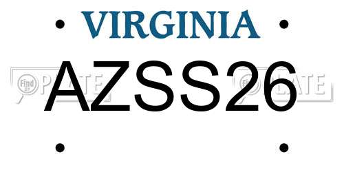 AZSS26 Virginia License Plate