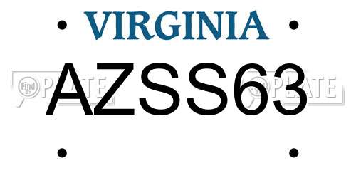 AZSS63 Virginia License Plate