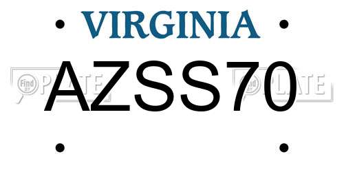 AZSS70 Virginia License Plate