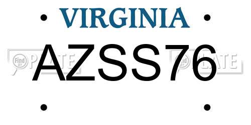 AZSS76 Virginia License Plate