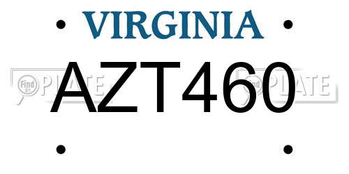 AZT460 Virginia License Plate