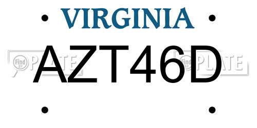 AZT46D Virginia License Plate
