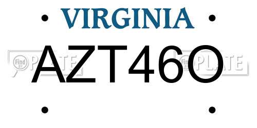 AZT46O Virginia License Plate