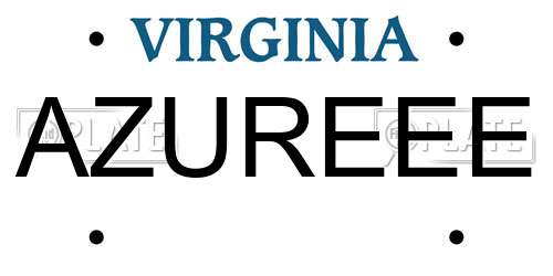 AZUREEE Virginia License Plate