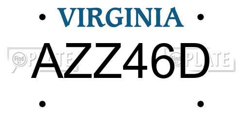 AZZ46D Virginia License Plate