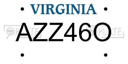 AZZ46O Virginia License Plate