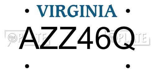 AZZ46Q Virginia License Plate