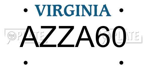 AZZA60 Virginia License Plate