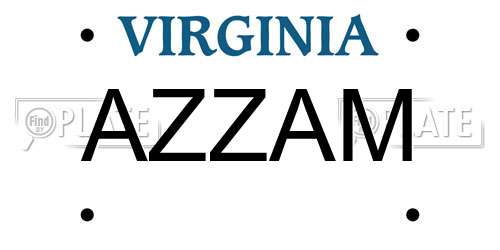 AZZAM Virginia License Plate