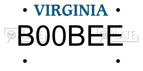 B00BEE Virginia License Plate