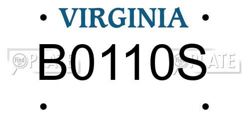 B0110S Virginia License Plate