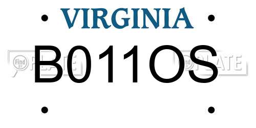B011OS Virginia License Plate