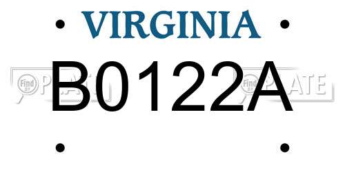 B0122A Virginia License Plate