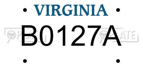 B0127A Virginia License Plate