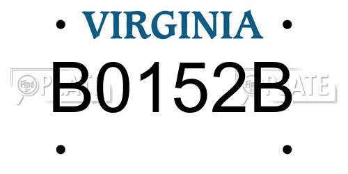B0152B Virginia License Plate
