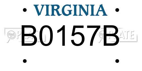 B0157B Virginia License Plate
