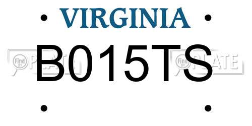 B015TS Virginia License Plate