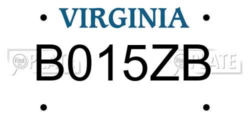 B015ZB Virginia License Plate