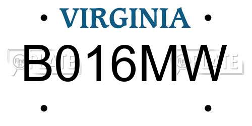 B016MW Virginia License Plate