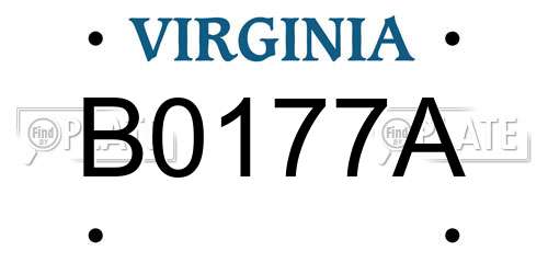 B0177A Virginia License Plate