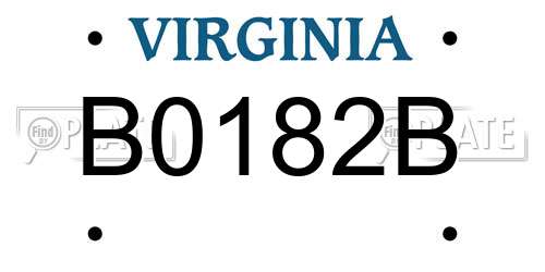 B0182B Virginia License Plate